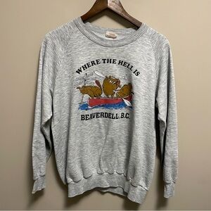 Vintage 80s Grey Beaver Graphic Sweatshirt Men's Large